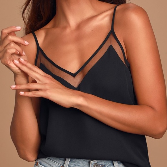 Lulus Sweet Fling Black Mesh Tank Top - Size S - Picture 1 of 4